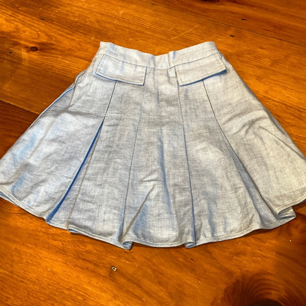New! AVA & LU 7 Blue Textured Dual Pocket Skirt